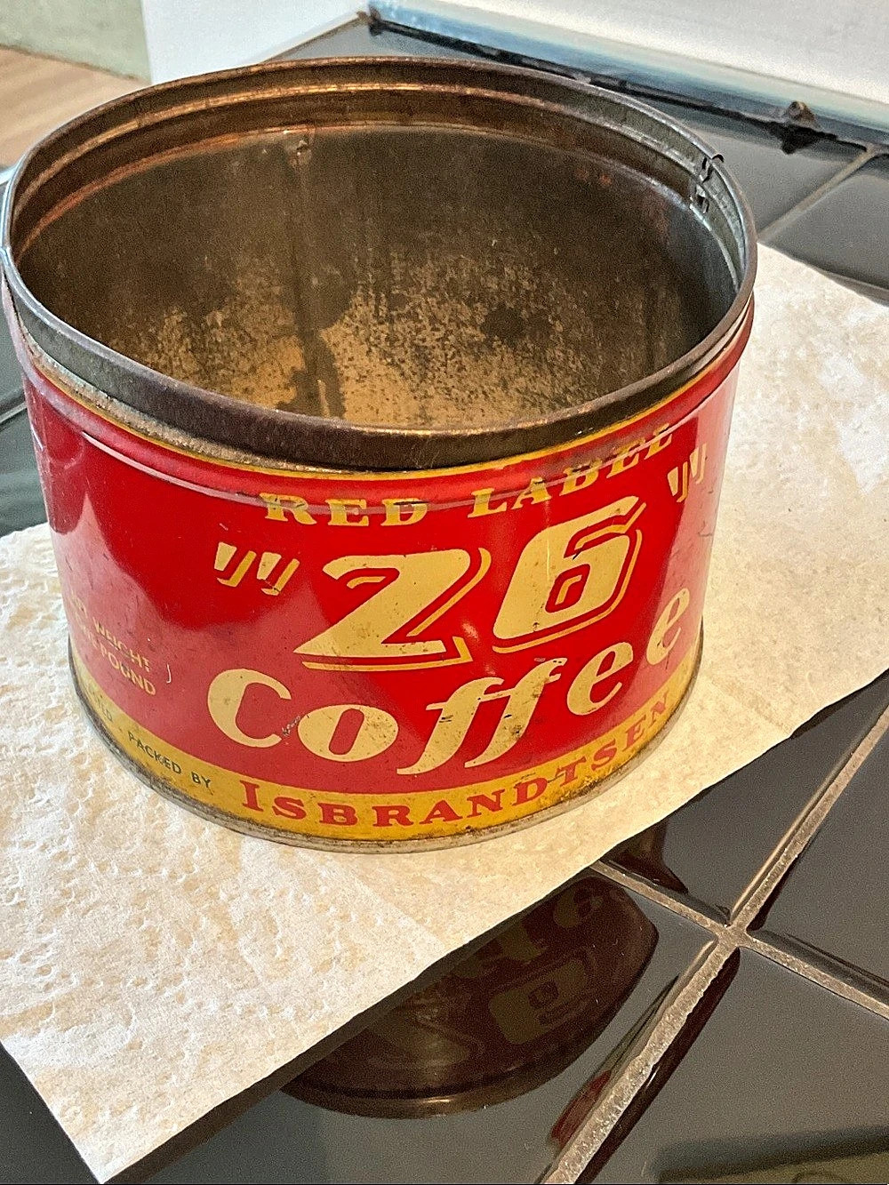 Isbrandtsen Red Label 26 Coffee Tin Vintage Red Coffee Tin Decor